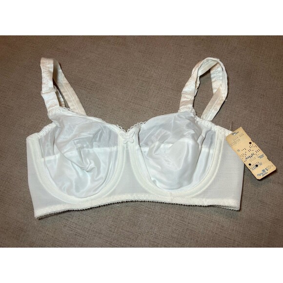 Vintage Mary Jane 1970s Opaque Whire Underwire Bra Size 32C NEW - Picture 1 of 4